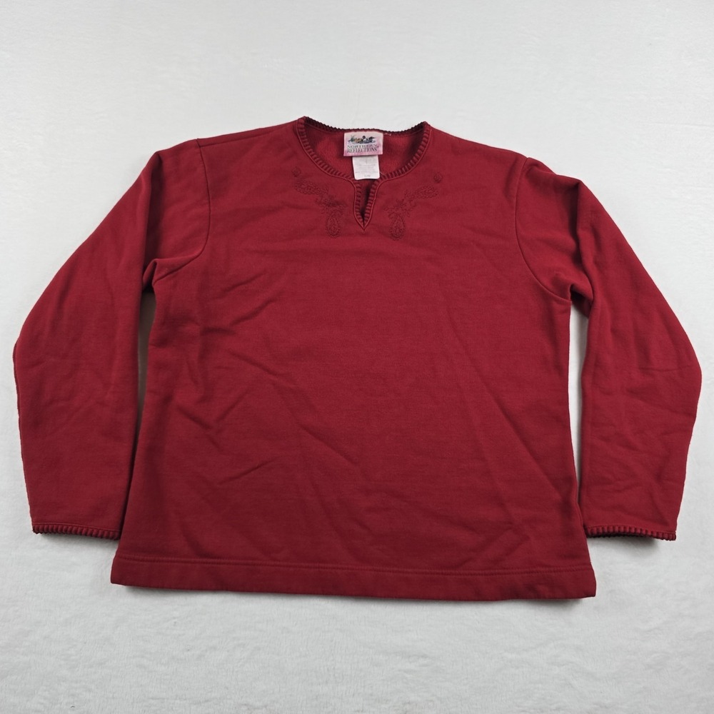 Northern Reflections Red Embroidered Split Neck Sweatshirt Womens Medium Canada